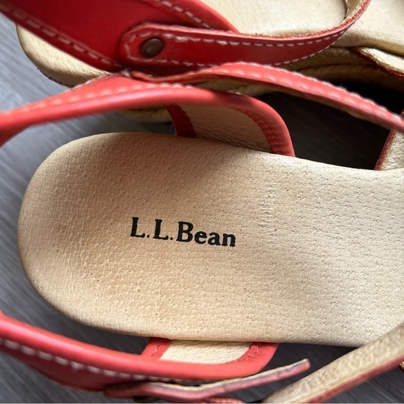 [7] L.L.Bean Women’s Buckle Ankle Strap Wedges Coral Pastel Red Orange - Picture 7 of 10